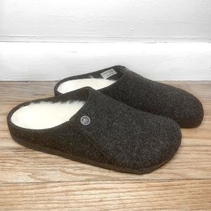 Birkenstock Zermatt Wool Felt Shearling Slipper Dark Gray Size 38